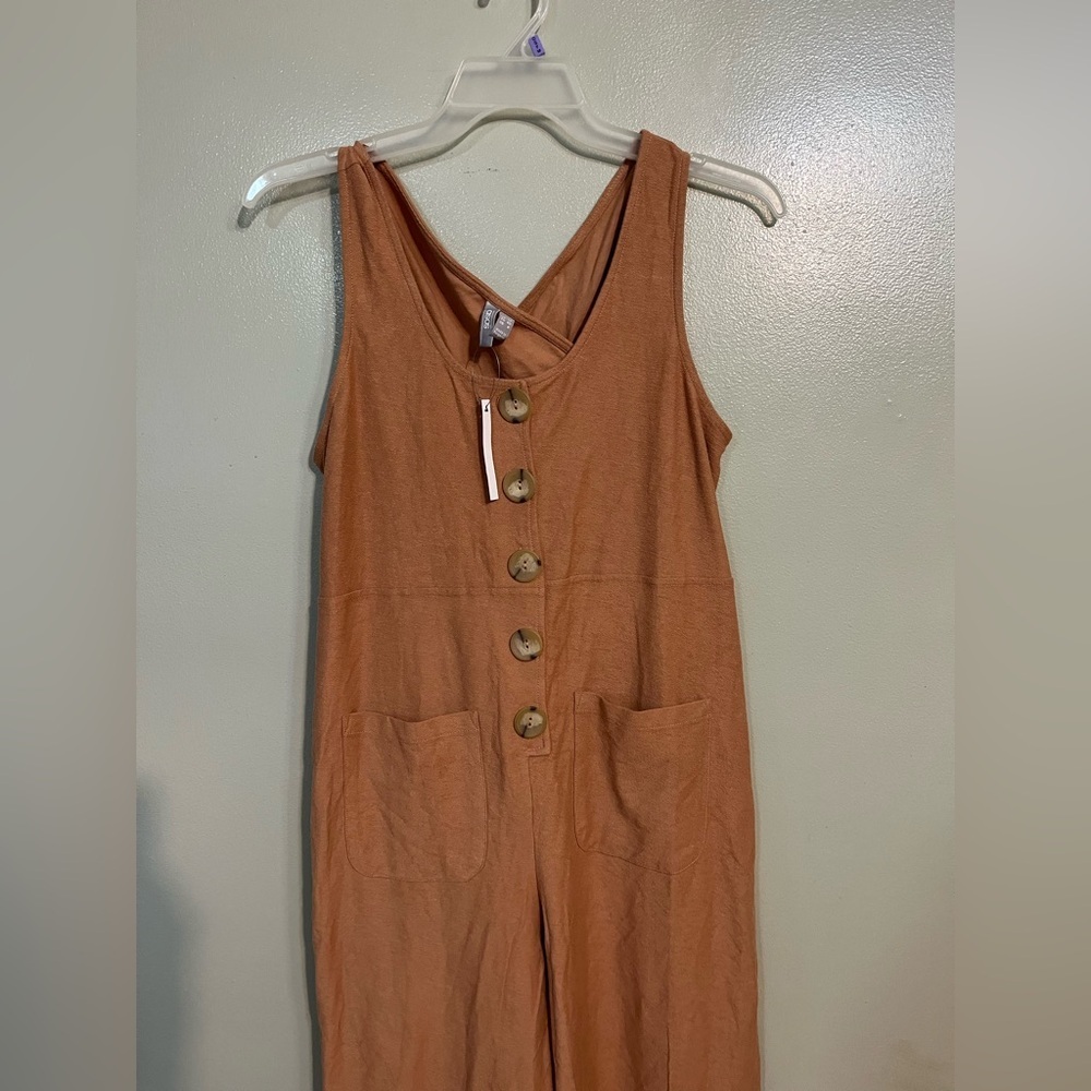 ASOS Women's Rusty Jumpsuit with Button Detail Wide Leg 100% Cotton Crop 8 NWT - Picture 3 of 15